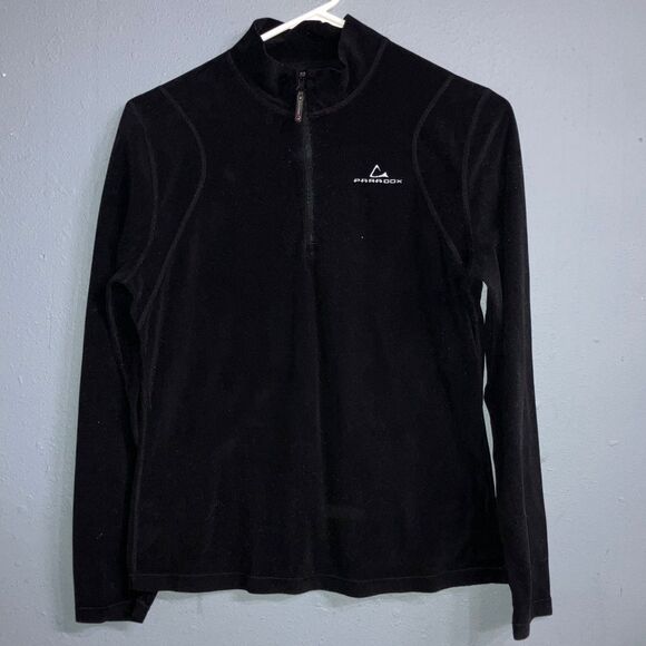 Paradox Black Fleece Long Sleeve Quarter-Zip Top Small - Picture 1 of 7